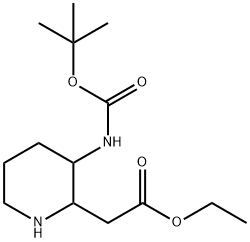 2-(3-((叔丁氧基羰基)氨基)哌啶-2-基)乙酸乙酯 结构式