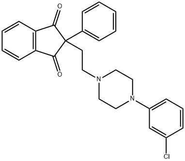2-[2-[4-(m-Chlorophenyl)-1-piperazinyl]ethyl]-2-phenyl-1,3-indanedione 结构式