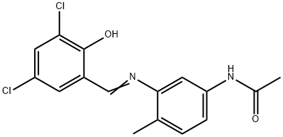 N1-(3-[(3,5-DICHLORO-2-HYDROXYBENZYLIDENE)AMINO]-4-METHYLPHENYL)ACETAMIDE 结构式