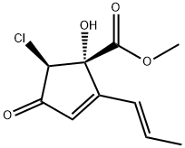 (1S)-1-Hydroxy-2-[(E)-1-propenyl]-5β-chloro-4-oxo-2-cyclopentene-1β-carboxylic acid methyl ester 结构式