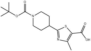4-甲基-2-[1-(叔丁氧羰酰)哌啶-4-YL]-1,3-噻唑-5-羧酸 结构式