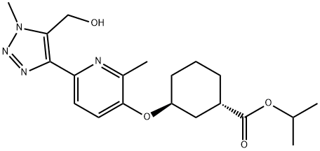 Cyclohexanecarboxylic acid, 3-[[6-[5-(hydroxymethyl)-1-methyl-1H-1,2,3-triazol-4-yl]-2-methyl-3-pyridinyl]oxy]-, 1-methylethyl ester, (1S,3S)- 结构式