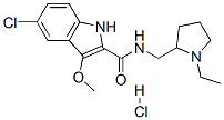 5-chloro-N-[(1-ethyl-2-pyrrolidinyl)methyl]-3-methoxy-1H-indole-2-carboxamide hydrochloride 结构式