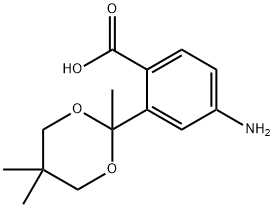 4-氨基-2-[2,5,5-三甲基-[1,3]二恶烷-2-基]苯甲酸 结构式