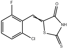 (5E)-5-[(2-氯-6-氟-苯基)亚甲基]-2-硫基亚甲基-1,3-四氢噻唑-4-酮 结构式