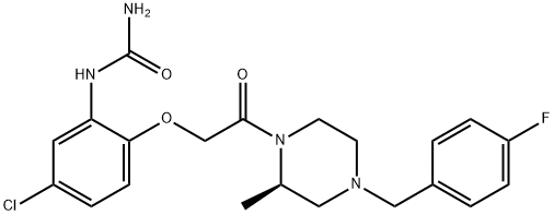 (R)-1-(5-氯-2-(2-(4-(4-氟苄基)-2-甲基哌嗪-1-基)-2-氧代乙氧基)苯基)脲 结构式