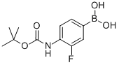 4-N-叔丁氧羰基氨基-3-氟苯硼酸 结构式