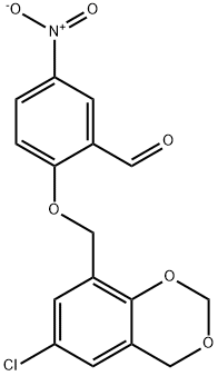 2-[(6-CHLORO-4H-1,3-BENZODIOXIN-8-YL)METHOXY]-5-NITROBENZALDEHYDE 结构式