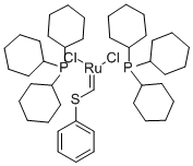 双(三环己基磷)[(苯基硫)亚甲基]钌(II)二氯 结构式