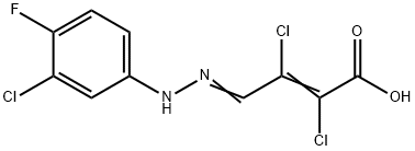 2,3-DICHLORO-4-[2-(3-CHLORO-4-FLUOROPHENYL)HYDRAZONO]BUT-2-ENOIC ACID 结构式