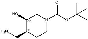 顺式-1-BOC-4-氨基甲基-3-羟基哌啶 结构式