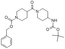 4-(4-TERT-BUTOXYCARBONYLAMINO-PIPERIDINE-1-CARBONYL)-PIPERIDINE-1-CARBOXYLIC ACID BENZYL ESTER 结构式