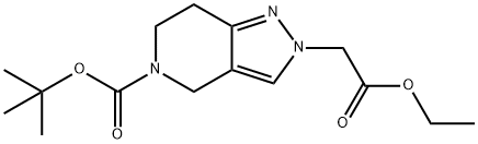 2H-PYRAZOLO[4,3-C]PYRIDINE-2-ACETIC ACID, 5-[(1,1-DIMETHYLETHOXY)CARBONYL]-4,5,6,7-TETRAHYDRO-, ETHYL ESTER 结构式