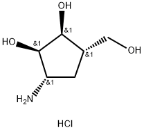 (1S,2R,3S,4S)-2,3-二羟基-4-(羟甲基)-1-氨基环戊烷盐酸盐 结构式