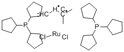 二氯(3-甲基-2-亚丁烯基)双(三环戊基膦)钌(II) 结构式