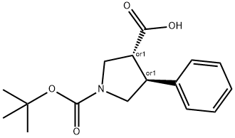 反式-N-(叔丁氧羰基)-4-苯基吡咯烷-3-羧酸 结构式