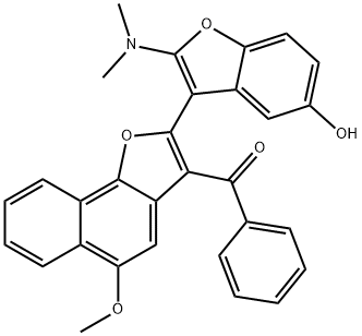 Methanone,  [2-[2-(dimethylamino)-5-hydroxy-3-benzofuranyl]-5-methoxynaphtho[1,2-b]furan-3-yl]phenyl- 结构式