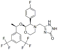 5-[[(2S,3R)-2-[(1R)-1-[3,5-bis(trifluoromethyl)phenyl]ethoxy]-3-(4-fluorophenyl)morpholin-4-yl]methyl]-1,2-dihydro-1,2,4-triazol-3-one 结构式