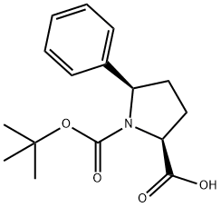 (2S,5R)-N-叔丁氧羰基-5-苯基吡咯烷-2-甲酸 结构式