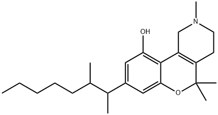 8-(1,2-Dimethylheptyl)-1,3,4,5-tetrahydro-2,5,5-trimethyl-2H-[1]benzopyrano[4,3-c]pyridin-10-ol 结构式