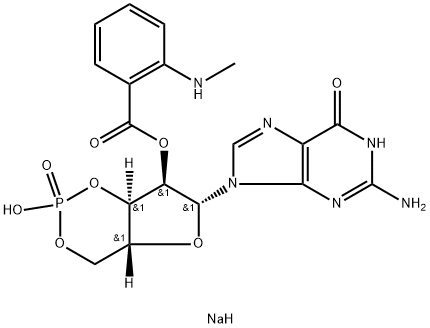 2'-(N-Methylanthraniloyl)guanosine 3',5'-Cyclicmonophosphate, Sodium Salt 结构式