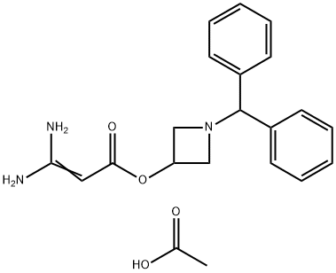 1-二苯甲基氮杂环丁-3-基 3,3-二氨基丙烯酸酯乙酸盐 结构式