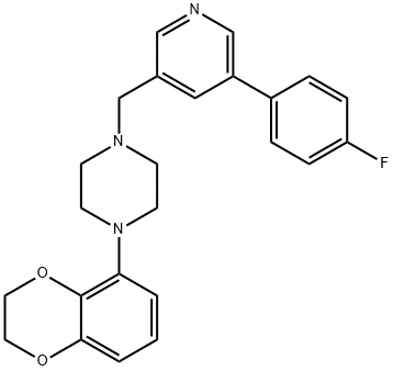 1-(2,3-二氢-1,4-苯并二恶烷-5-基)-4-[[5-(4-氟苯基)-3-吡啶基]甲基]哌嗪 结构式