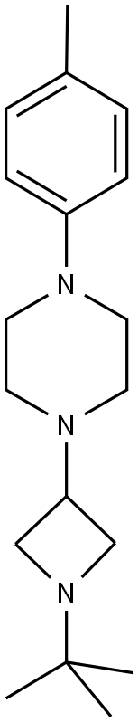 N-叔丁基-3(对甲基苯基哌嗪)氮杂环丁烷 结构式