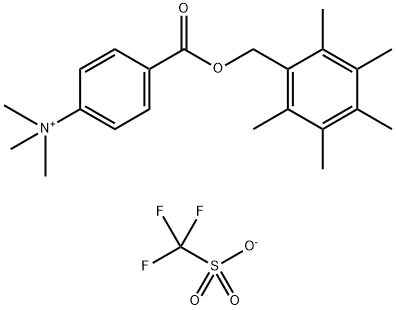 BENZENAMINIUM, N,N,N-TRIMETHYL-4-[[(PENTAMETHYLPHENYL)METHOXY]CARBONYL]-, SALT WITH TRIFLUOROMETHANESULFONIC ACID 结构式