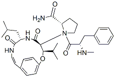 1-(N-Methyl-L-phenylalanyl)-N-[(3R,4S,7S)-3-isopropyl-7-(2-methylpropyl)-5,8-dioxo-2-oxa-6,9-diazabicyclo[10.2.2]hexadeca-10,12,14(1),15-tetren-4-yl]-L-prolinamide 结构式