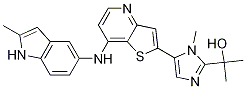 2-[1-甲基-5-[7-((2-甲基-1H-吲哚-5-基)氨基)噻吩并[3,2-B]吡啶-2-基]-1H-咪唑-2-基]丙-2-醇 结构式