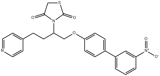 3-{1-[(3'-硝基-4-联苯基)氧基]-4-(4-吡啶基)-2-丁烷基}-1,3-噻唑烷-2,4-二酮 结构式