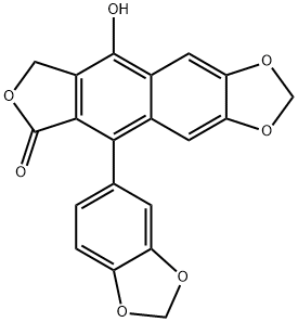 5-(1,3-Benzodioxol-5-yl)-9-hydroxyfuro[3',4':6,7]naphtho[2,3-d]-1,3-dioxol-6(8H)-one 结构式