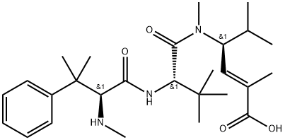 N,BETA,BETA-三甲基-L-苯基丙氨酰基-N-[(1S,2E)-3-羧基-1-(1-甲基乙基)-2-丁烯基]-N,3-二甲基-L-缬氨酰胺 结构式