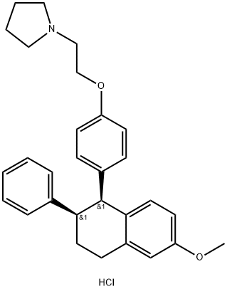 CIS-1-[2-[4-(1,2,3,4-四氢-6-甲氧基-2-苯基-1-萘基)苯氧基]乙基]吡咯烷盐酸盐 结构式