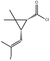 Cyclopropanecarbonyl chloride, 3-[(1E)-2-fluoro-1-propenyl]-2,2-dimethyl-, (1R,3S)- (9CI) 结构式
