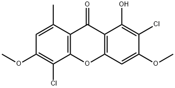 2,5-dichloro-1-hydroxy-3,6-dimethoxy-8-methyl-xanthen-9-one 结构式