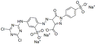 trisodium 4-[[4-[(4,6-dichloro-1,3,5-triazin-2-yl)amino]-2-sulphonatophenyl]azo]-4,5-dihydro-5-oxo-1-(4-sulphonatophenyl)-1H-pyrazole-3-carboxylate  结构式