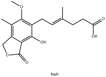 6-(1,3-Dihydro-4-sodiooxy-6-methoxy-7-methyl-3-oxoisobenzofuran-5-yl)-4-methyl-4-hexenoic acid sodium salt 结构式