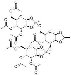 4-O-乙酰基-3,6-二-O-(3,4,6-三-O-乙酰基-1,2-亚乙基-B-D-吡喃甘露糖基)-1,2-亚乙基-B-D-吡喃甘露糖 结构式