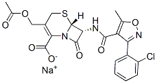 sodium (6R-trans)-3-(acetoxymethyl)-7-[[[3-(2-chlorophenyl)-5-methylisoxazol-4-yl]carbonyl]amino]-8-oxo-5-thia-1-azabicyclo[4.2.0]oct-2-ene-2-carboxylate  结构式