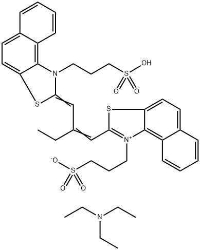 1-(3-磺丙基)-2-[2-[[1-(3-磺丙基)萘[1,2-D]噻唑-2(1H)亚基]甲基]-1-丁烯基]萘(1,2-D)噻唑鎓内盐与N,N-二乙基乙胺的1:1化合物 结构式