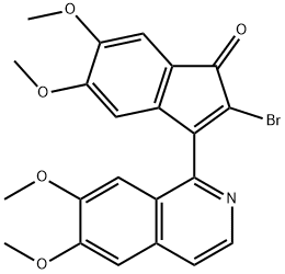 2-Bromo-3-(6,7-dimethoxyisoquinolin-1-yl)-5,6-dimethoxy-1H-inden-1-one 结构式