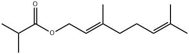 2-甲基丙酸-3,7-二甲基-2,6-辛二醇酯 结构式