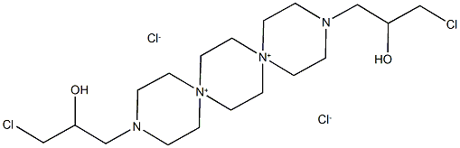 3,12-双(3-氯-2-羟丙基)-3,6,9,12-四氮杂双螺环[5.2.5(9).2(6)]十六烷-6,9-氯化二铵 结构式