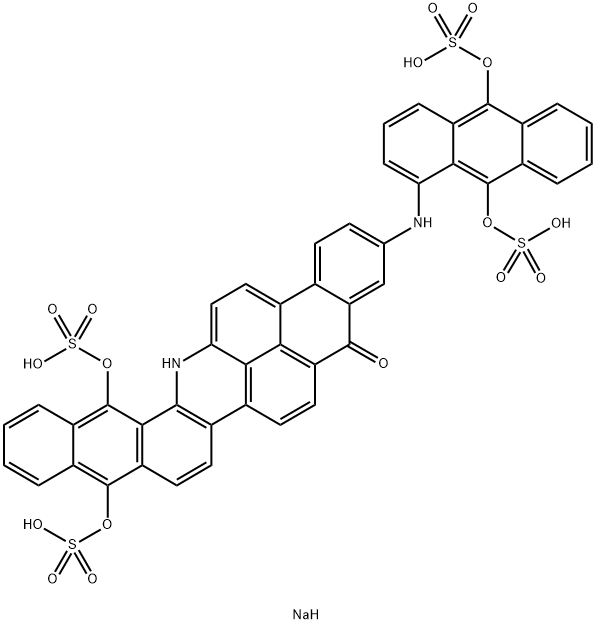 tetrasodium 3-[(9,10-dihydroxy-1-anthryl)amino]-10,15-dihydroxyanthra[2,1,9-mna]naphth[2,3-h]acridin-5(16H)-one tetrakis(sulphate) 结构式
