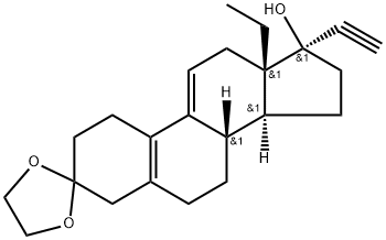 17-乙炔基-17-羟基-18-甲基雌甾-5(10),9(11)-二烯-3-酮-3-乙二醇缩酮 结构式