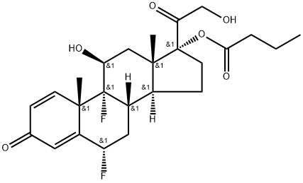 6A,9-二氟-11B,17,21-三羟基孕甾-1,4-二烯-3,20-二酮 17-丁酸酯 结构式