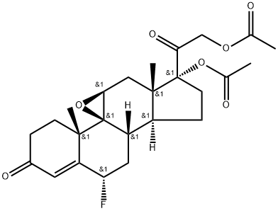 9Β,11Β-环氧-6Α-氟孕甾-4-烯-17Α,21-二醇-3,20-二酮-17,21-二醋酸酯 结构式