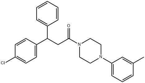 3-(p-Chlorophenyl)-3-phenyl-1-[4-(m-tolyl)-1-piperazinyl]-1-propanone 结构式